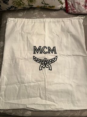 MCM White Canvas Dust Bag with tag set